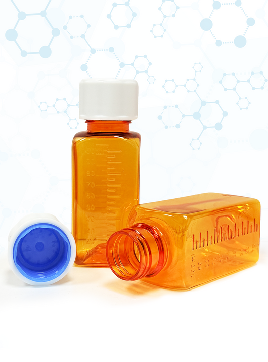 Pharmaceutical Fluid Safe Bottle - 100 ml - Amber